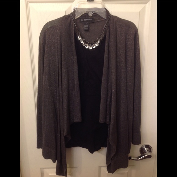 INC International Concepts Sweaters - INC Black Sparkly Front Draping 1X Cardigan EUC